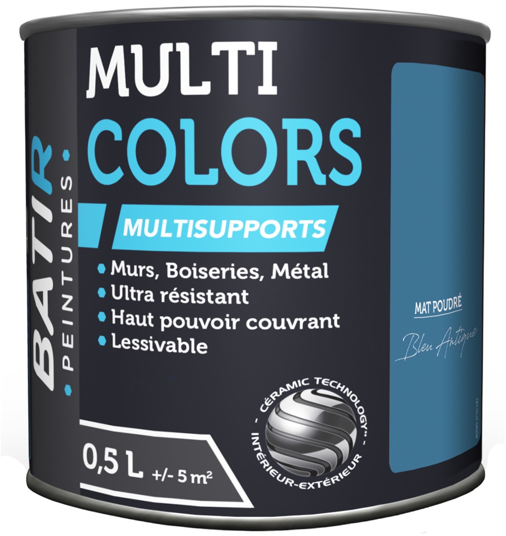 Peinture multi colors mat poudre 0.5 l bleu antique