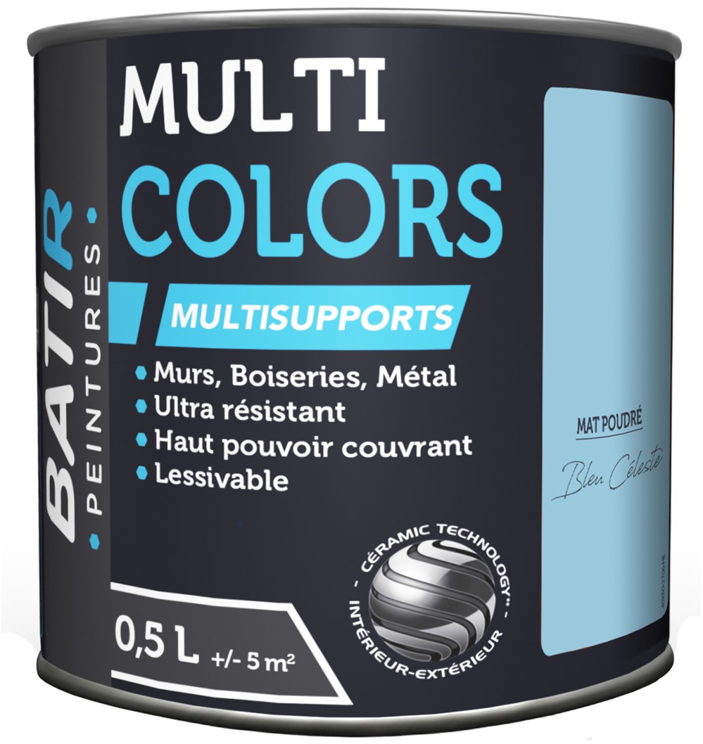 Peinture multi colors mat poudre 0.5 l bleu céleste