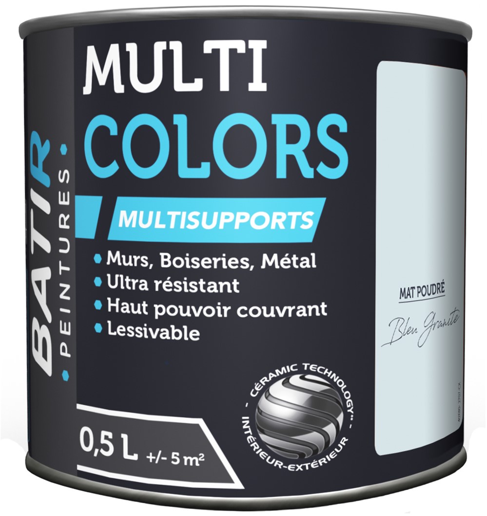 Peinture multi colors mat poudre 0.5 l bleu granite