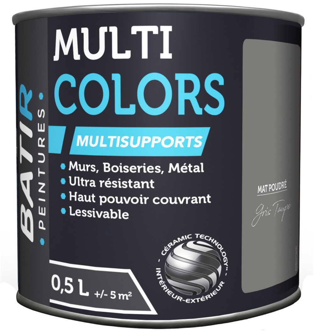 Peinture multi colors mat poudre 0.5 l gris taupe