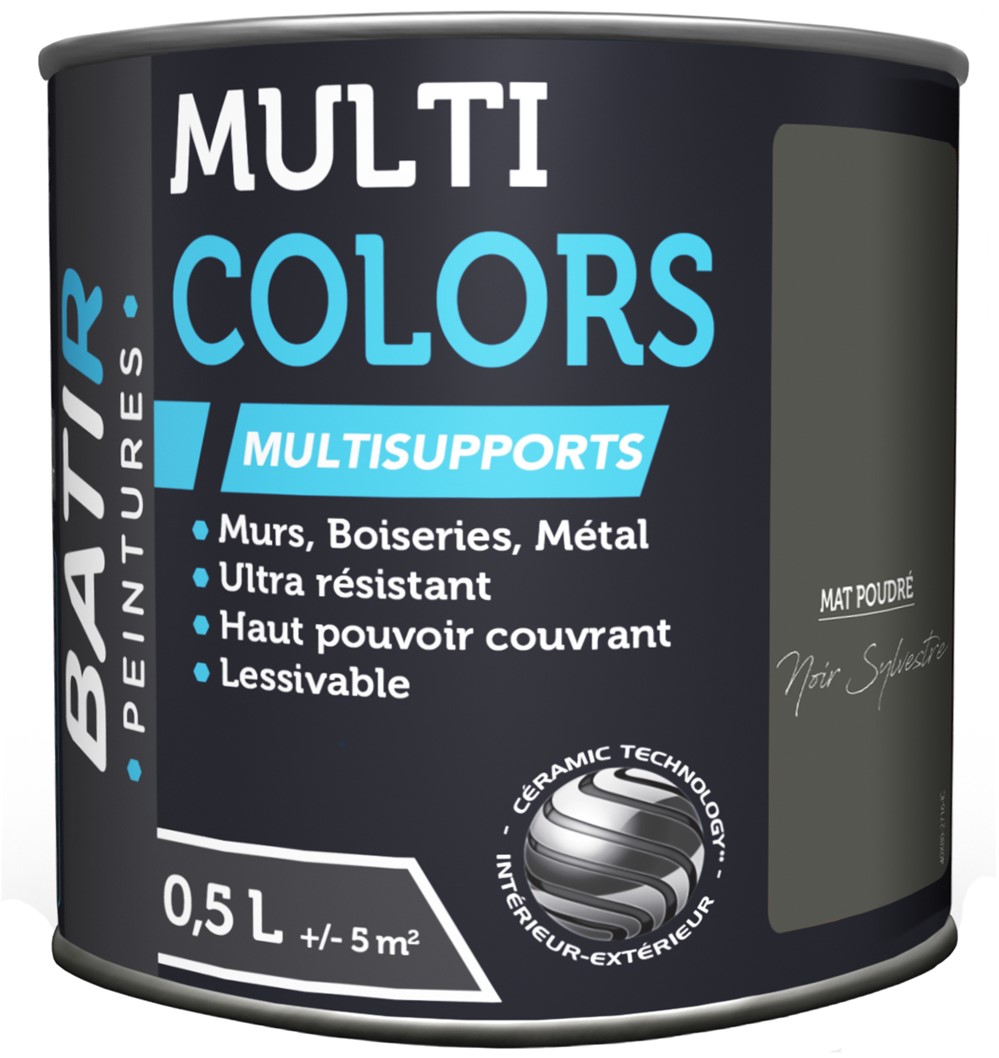 Peinture multi colors mat poudre 0.5 l noir sylvestre