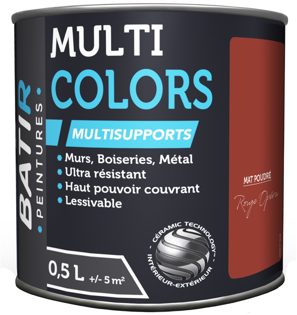 Peinture multi colors mat poudre 0.5 l rouge opéra