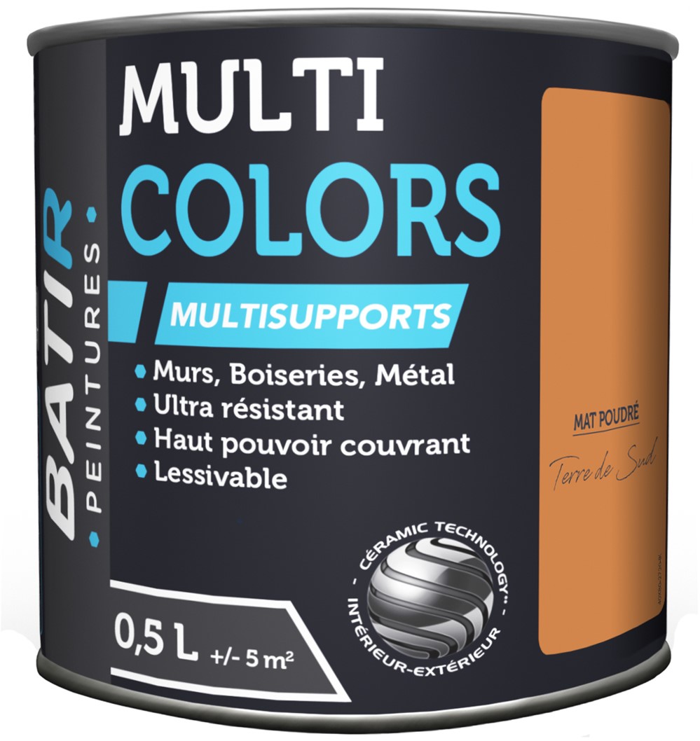 Peinture multi colors mat poudre 0.5 l terre du sud