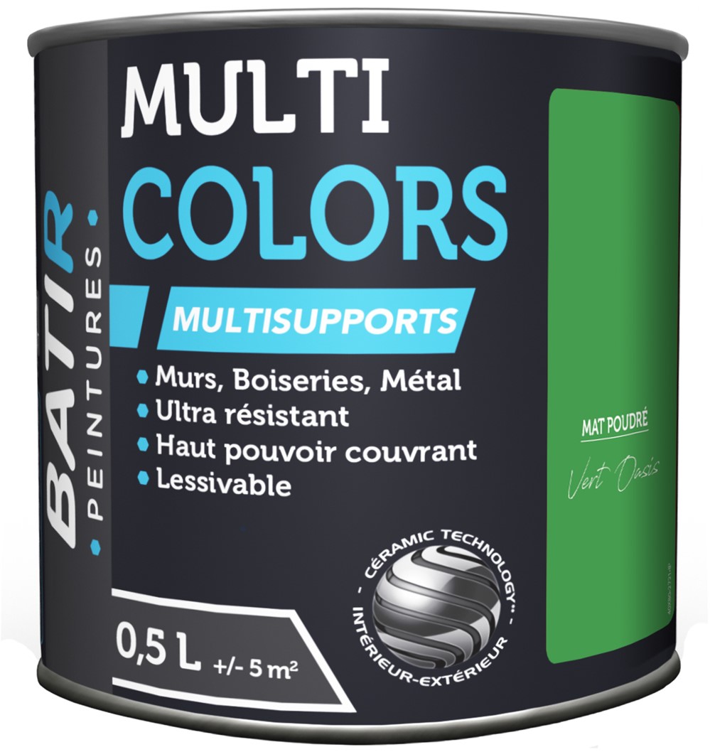 Peinture multi colors mat poudre 0.5 l vert oasis