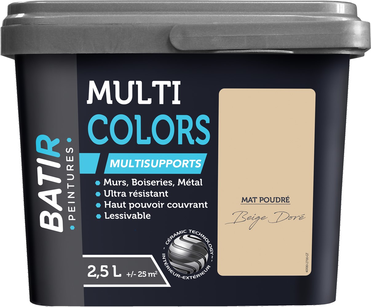 Peinture multi colors mat poudre 2.5 l beige doré