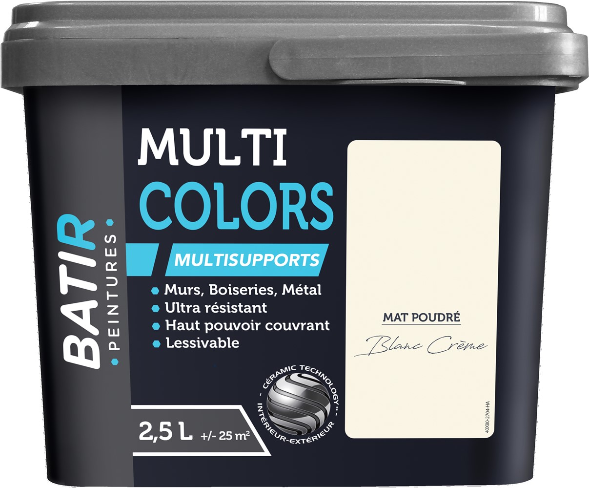 Peinture multi colors mat poudre 2.5 l blanc crème