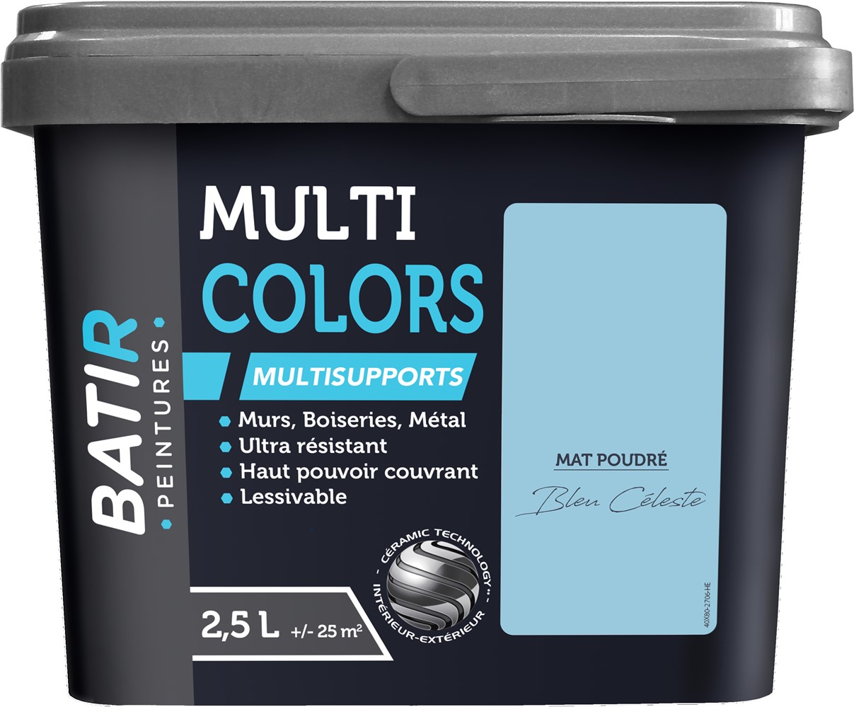 Peinture multi colors mat poudre 2.5 l bleu céleste