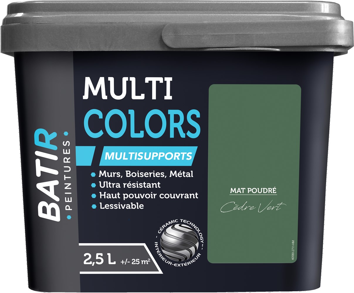 Peinture multi colors mat poudre 2.5 l cèdre vert