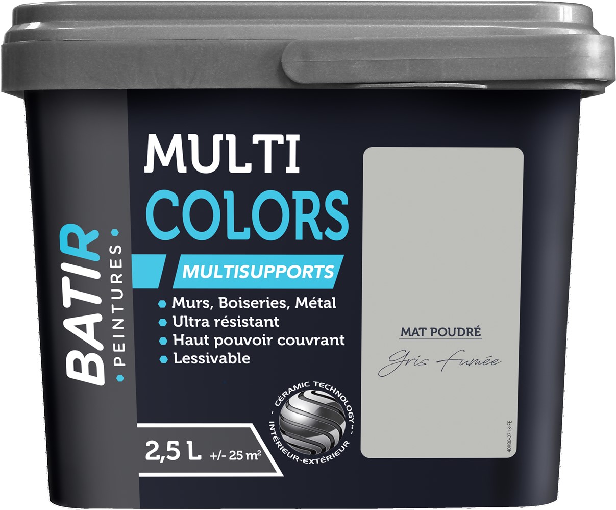 Peinture multi colors mat poudre 2.5 l gris fumée