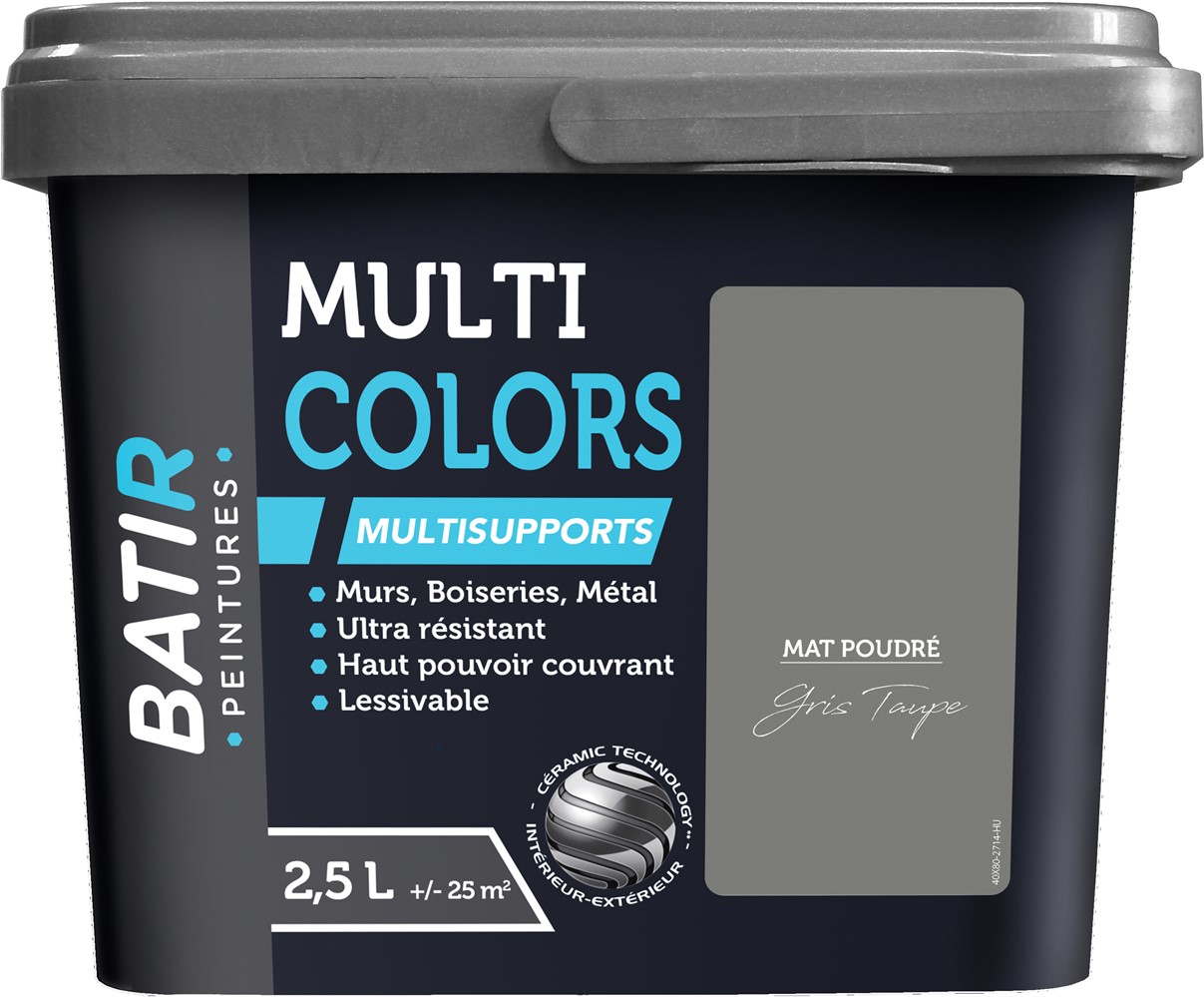 Peinture multi colors mat poudre 2.5 l gris taupe