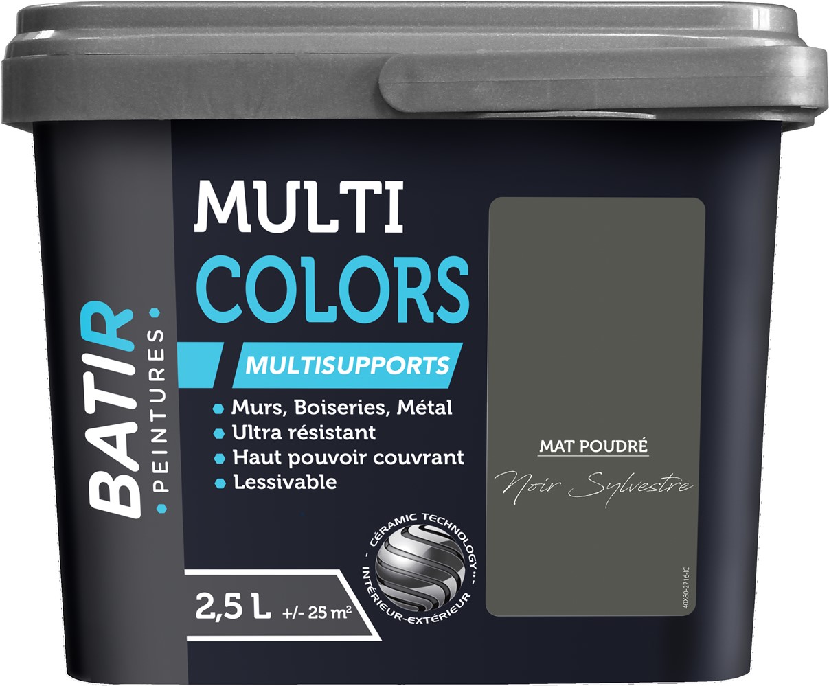 Peinture multi colors mat poudre 2.5 l noir sylvestre