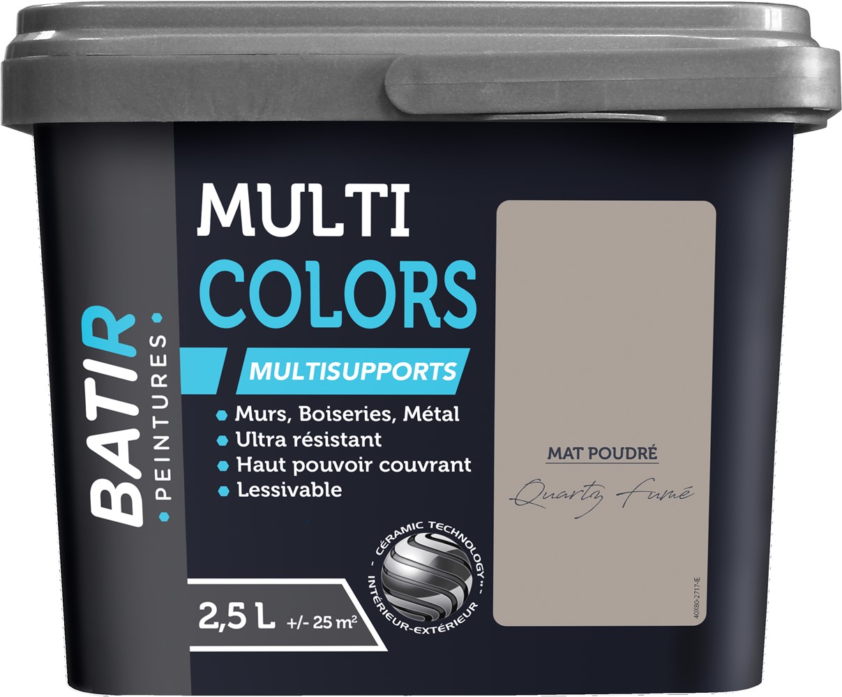 Peinture multi colors mat poudre 2.5 l quartz fumé