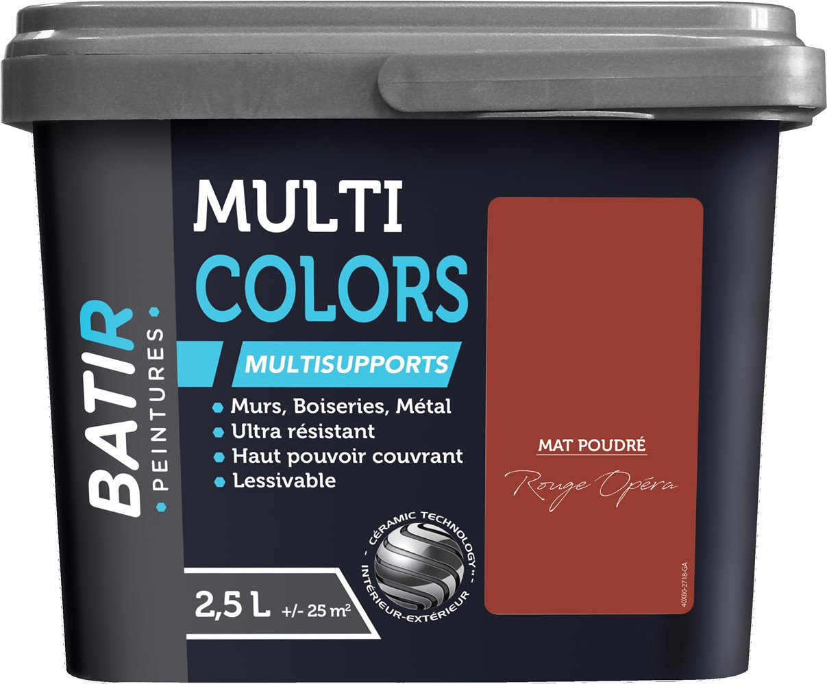 Peinture multi colors mat poudre 2.5 l rouge opéra