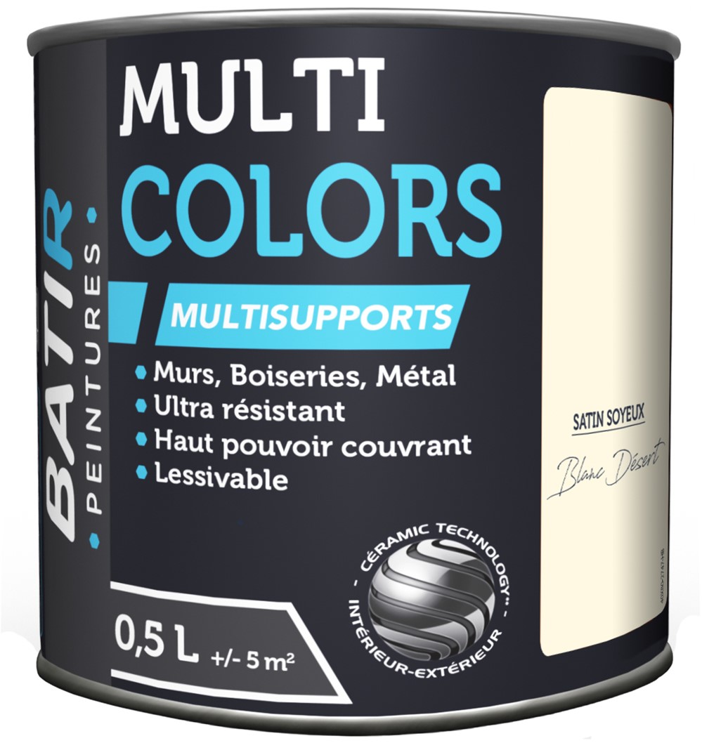 Peinture multi colors satin soyeux 0.5 l blanc désert