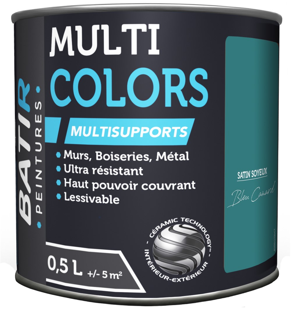 Peinture multi colors satin soyeux 0.5 l bleu canard