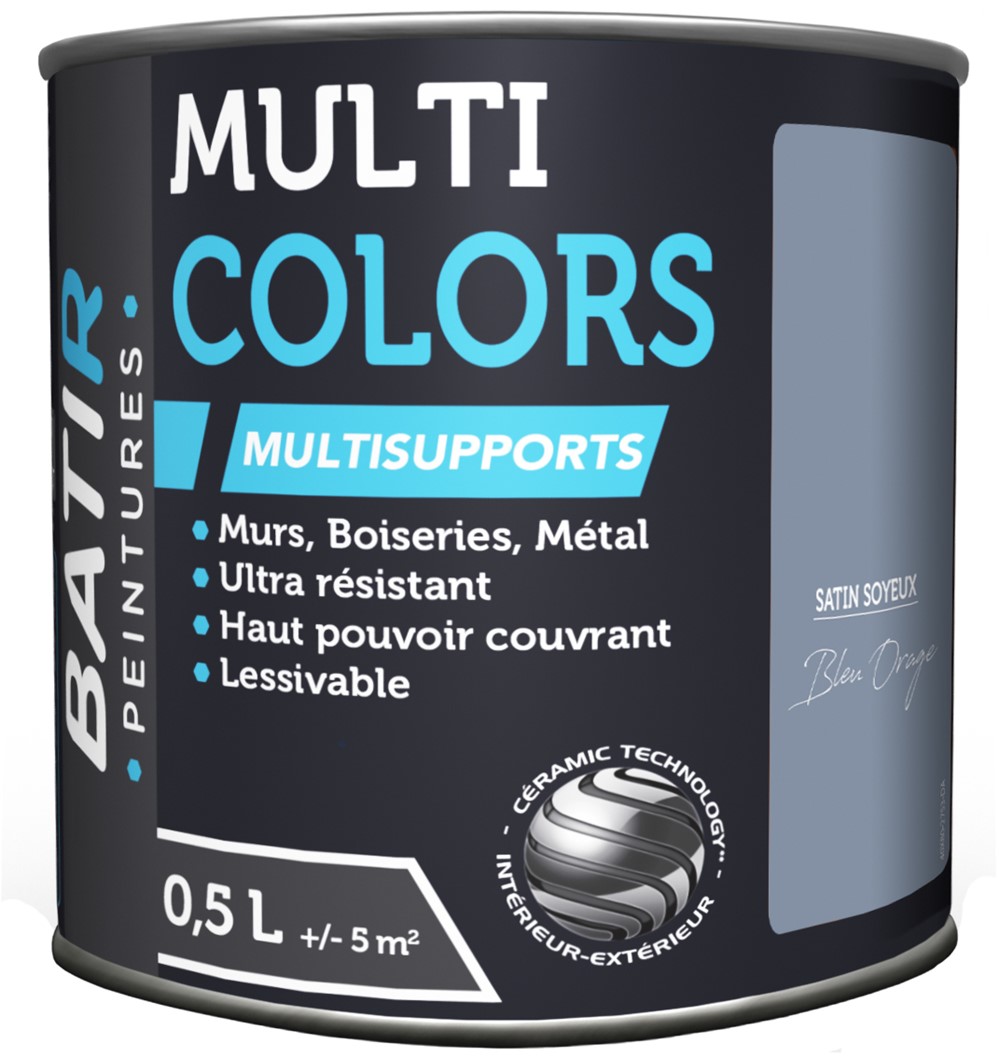 Peinture multi colors satin soyeux 0.5 l bleu orage