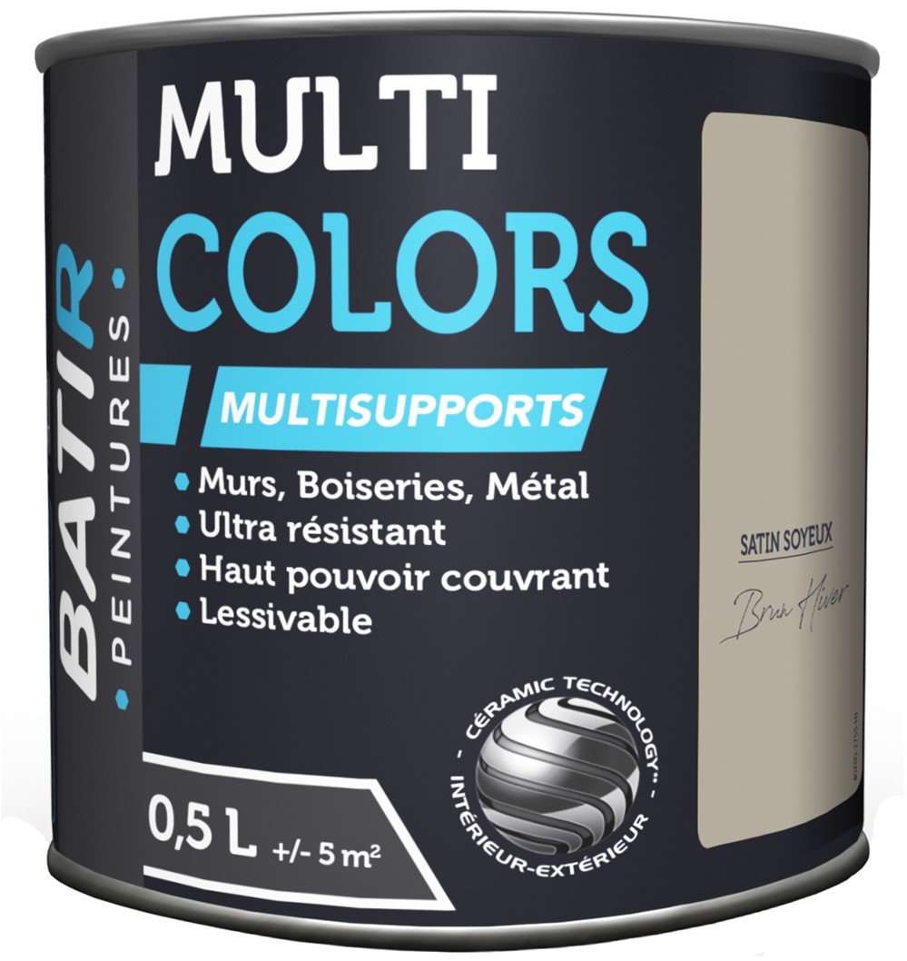 Peinture multi colors satin soyeux 0.5 l brun hiver