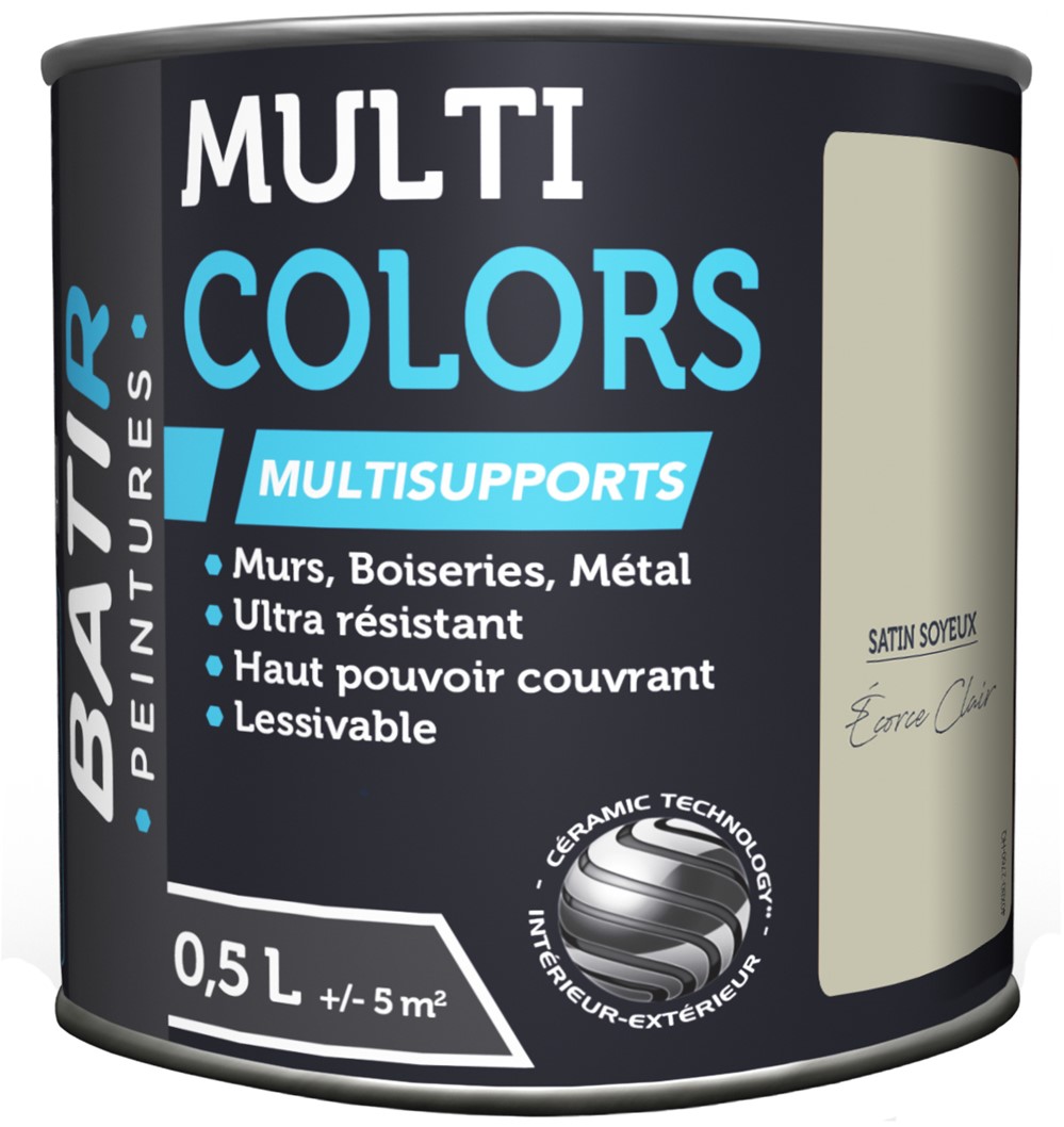 Peinture multi colors satin soyeux 0.5 l écorce clair