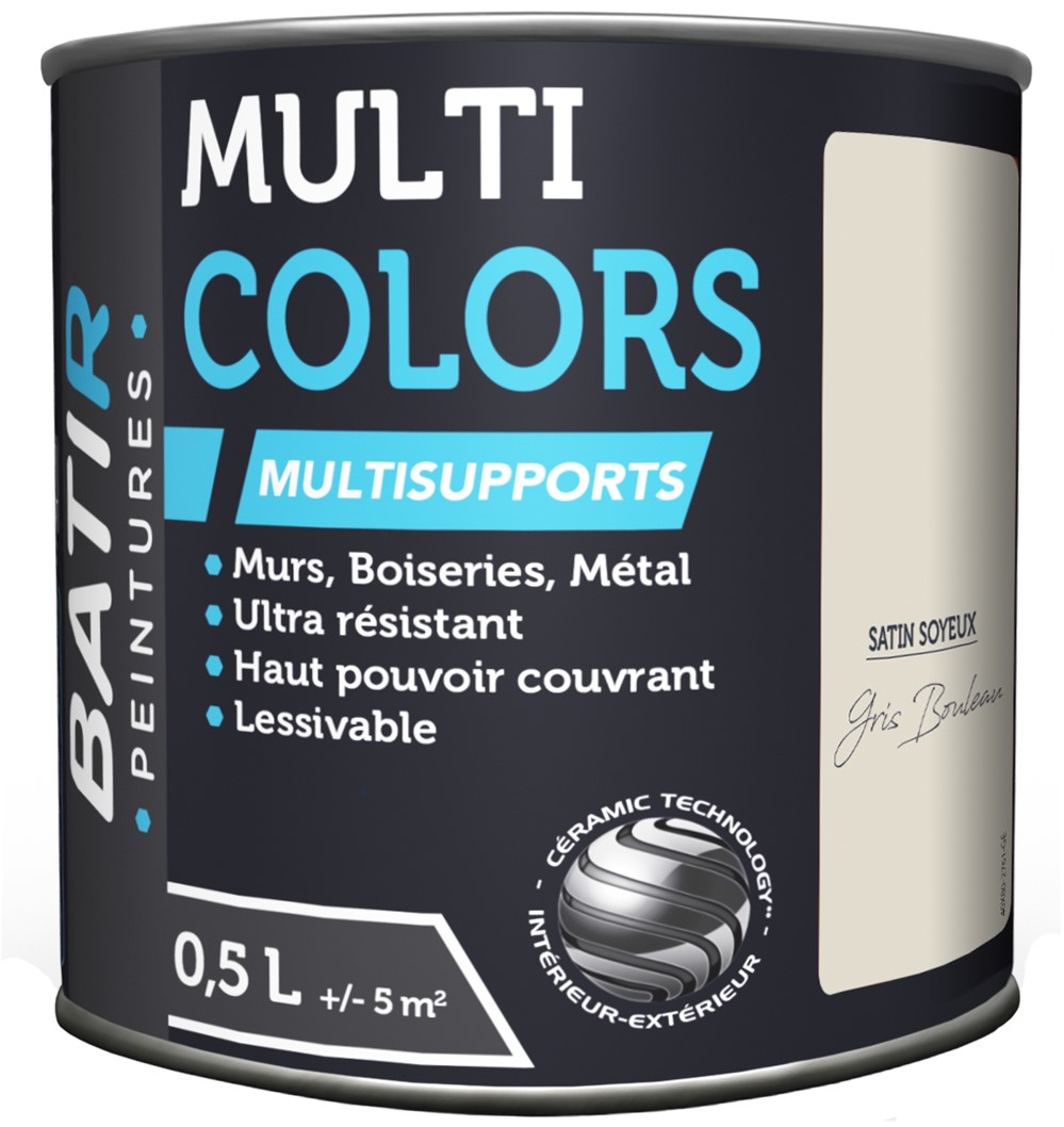 Peinture multi colors satin soyeux 0.5 l gris bouleau