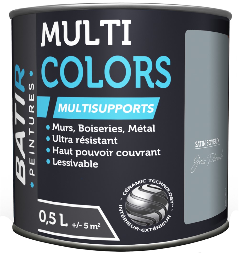 Peinture multi colors satin soyeux 0.5 l gris plomb