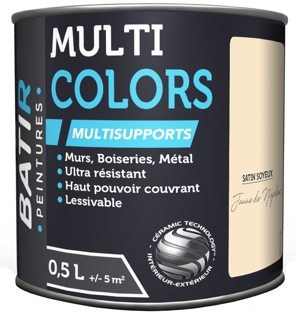 Peinture multi colors satin soyeux 0.5 l jaune de naples