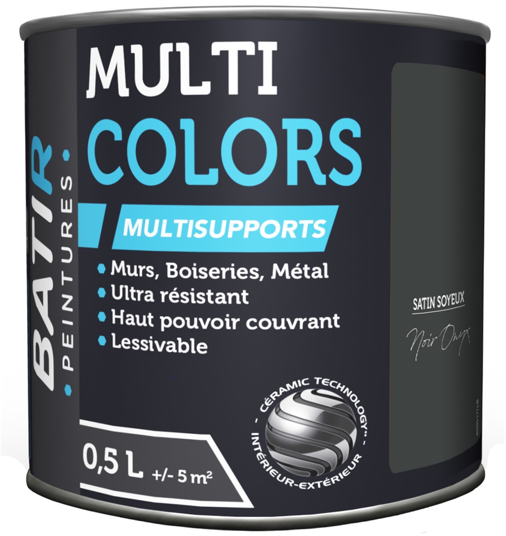 Peinture multi colors satin soyeux 0.5 l noir onyx