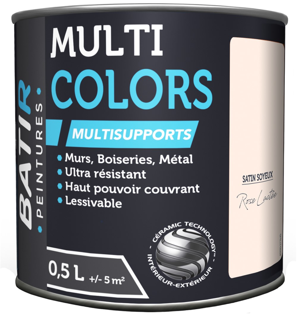 Peinture multi colors satin soyeux 0.5 l rose lactée