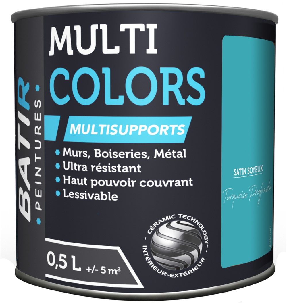 Peinture multi colors satin soyeux 0.5 l turquoise profonde