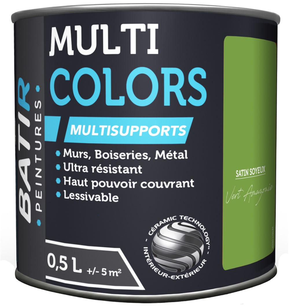 Peinture multi colors satin soyeux 0.5 l vert amazonie