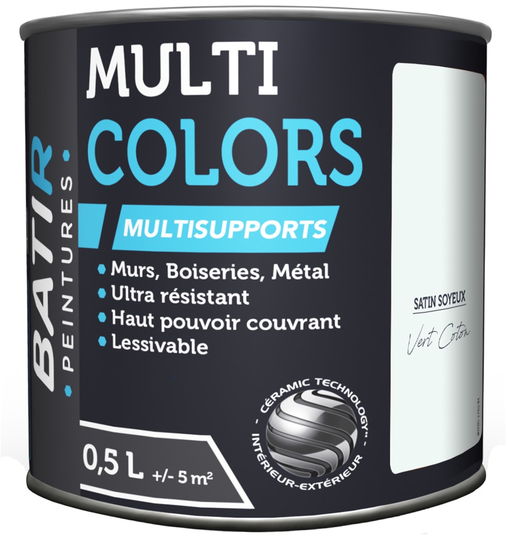 Peinture multi colors satin soyeux 0.5 l vert coton