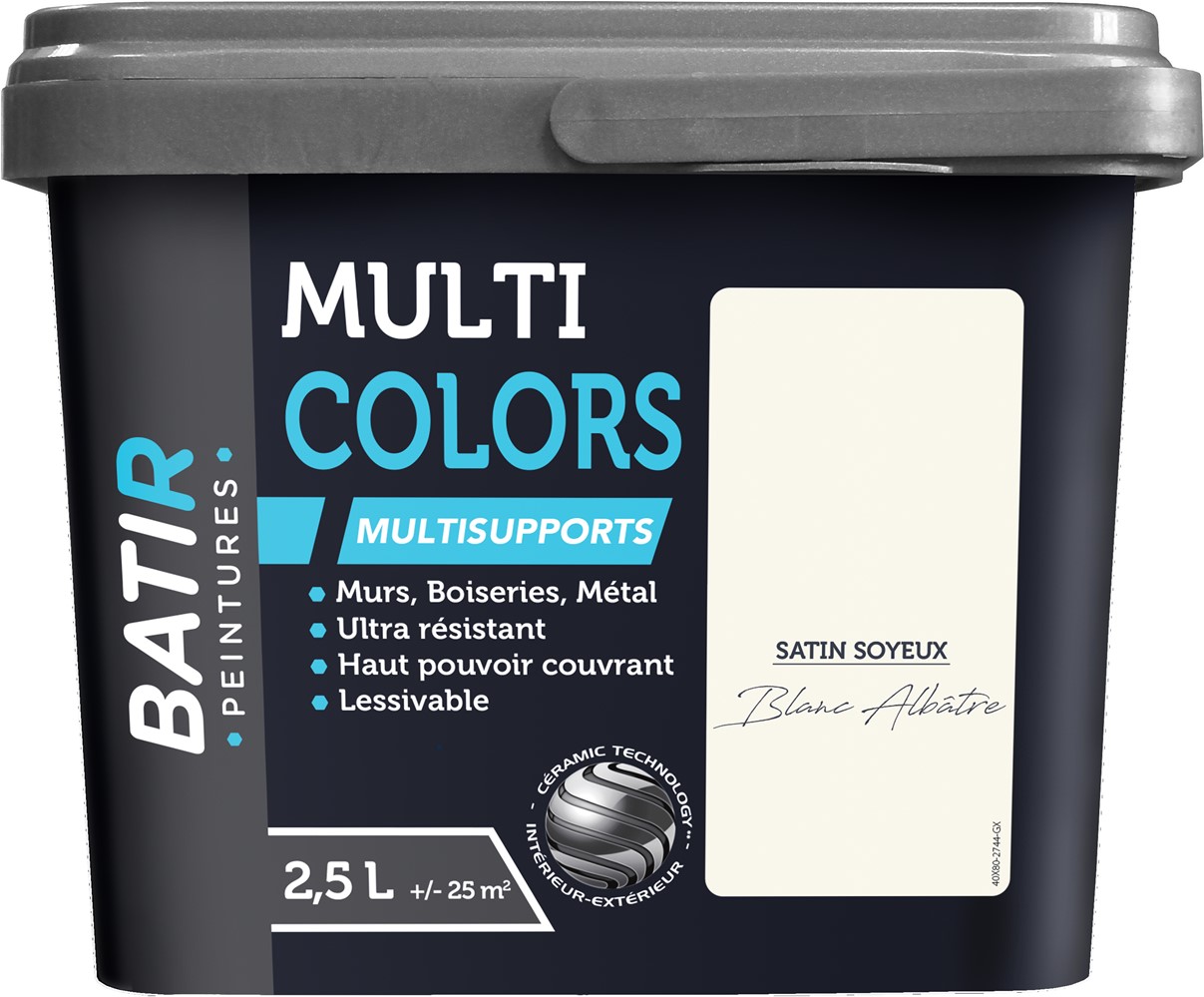 Peinture multi colors satin soyeux 2.5 l blanc albâtre