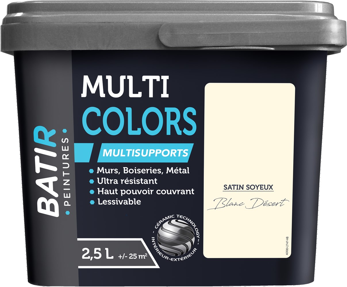 Peinture multi colors satin soyeux 2.5 l blanc désert