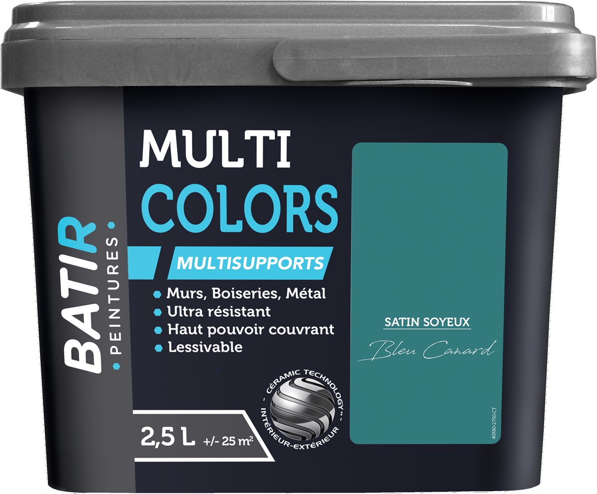 Peinture multi colors satin soyeux 2.5 l bleu canard