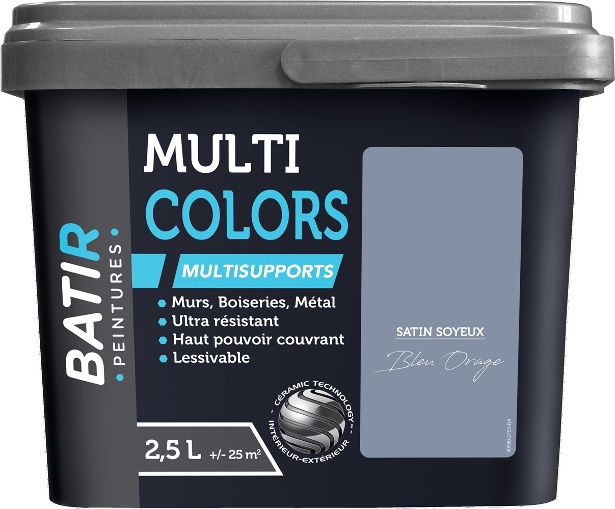 Peinture multi colors satin soyeux 2.5 l bleu orage