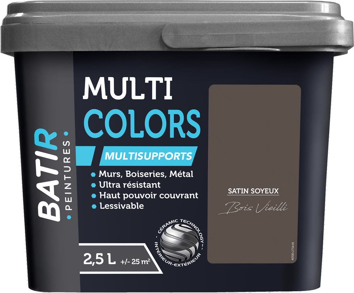 Peinture multi colors satin soyeux 2.5 l bois vieilli