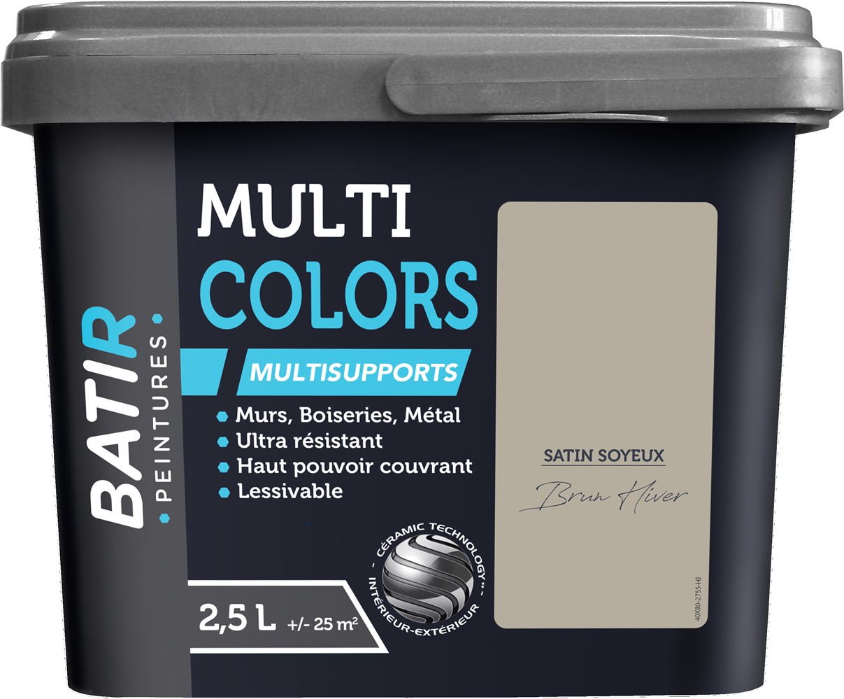 Peinture multi colors satin soyeux 2.5 l brun hiver