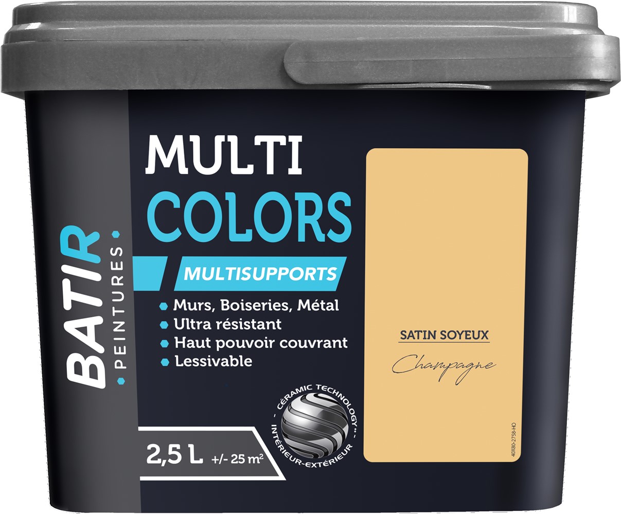 Peinture multi colors satin soyeux 2.5 l champagne