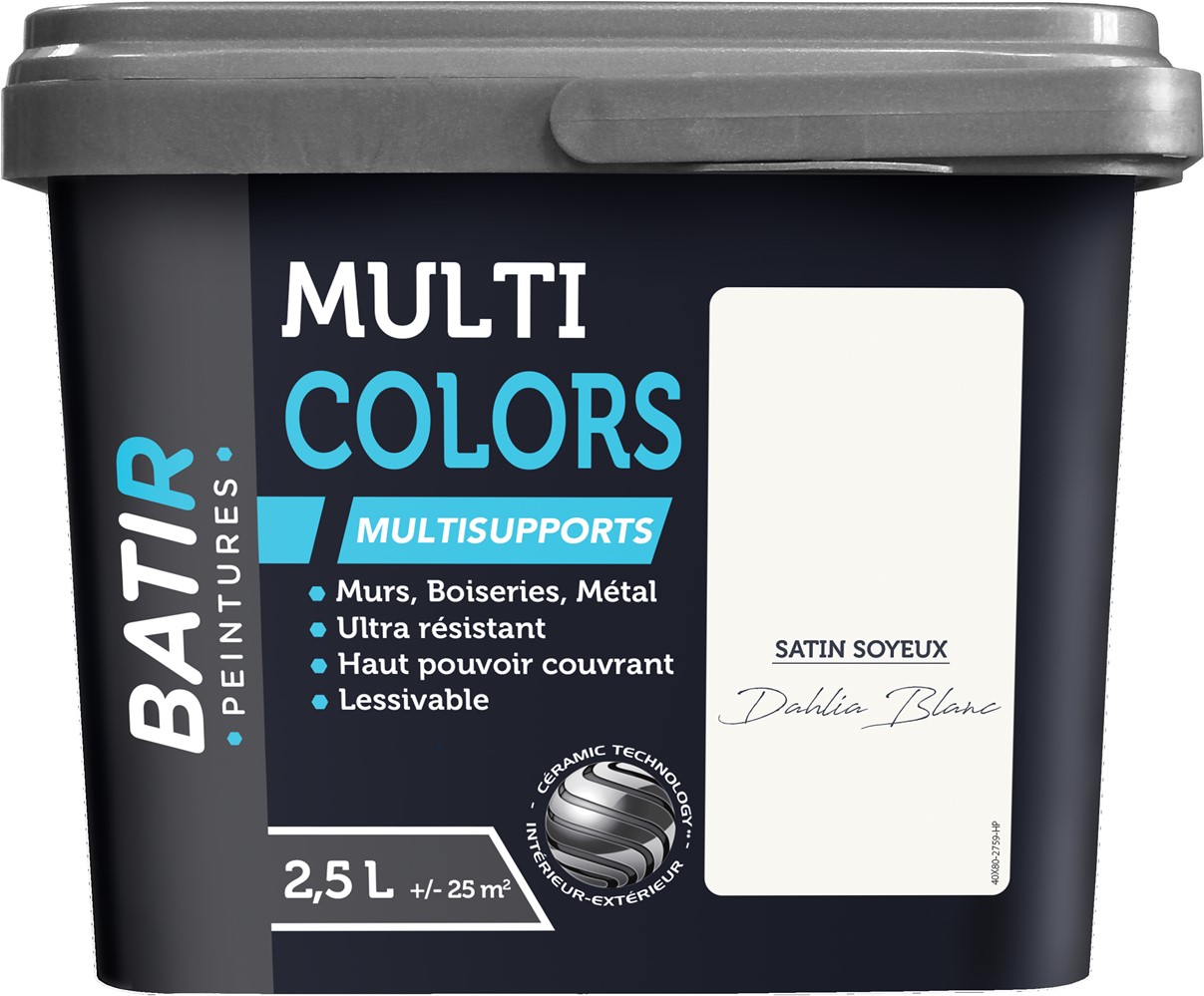 Peinture multi colors satin soyeux 2.5 l dahlia blanc