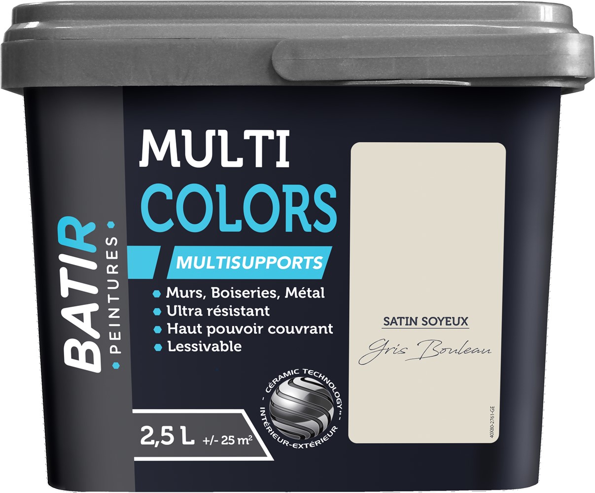 Peinture multi colors satin soyeux 2.5 l gris bouleau