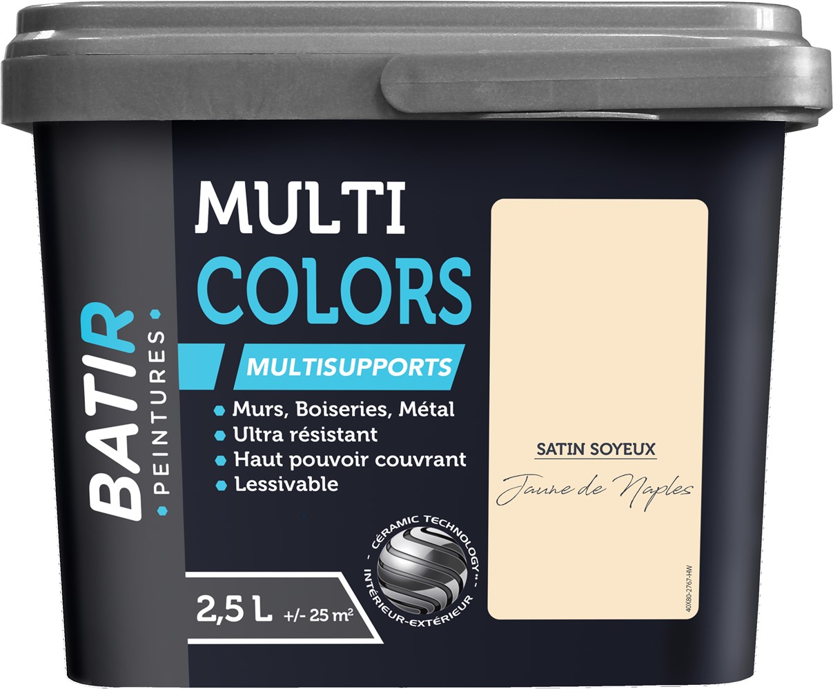 Peinture multi colors satin soyeux 2.5 l jaune de naples