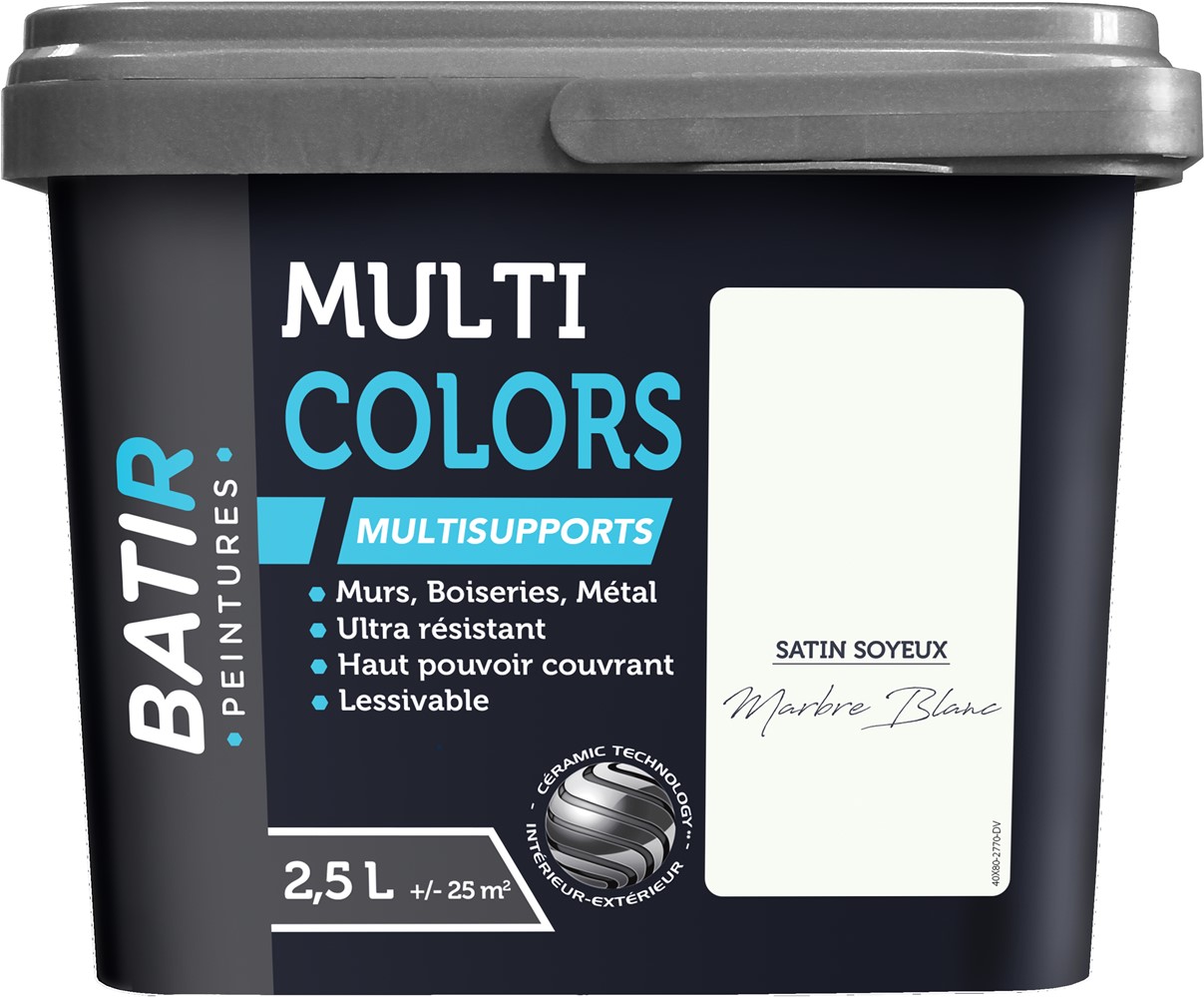 Peinture multi colors satin soyeux 2.5 l marbre blanc