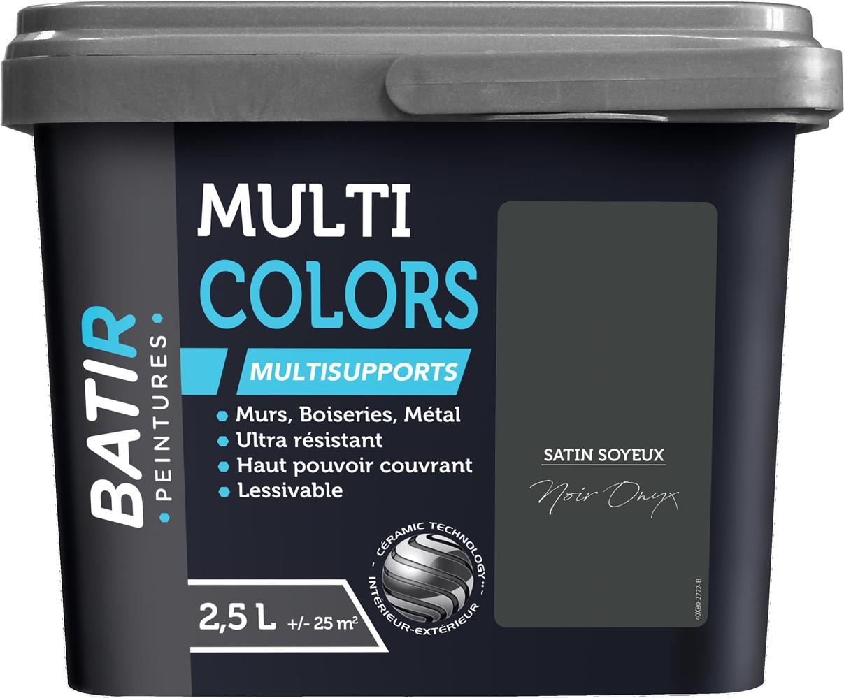 Peinture multi colors satin soyeux 2.5 l noir onyx