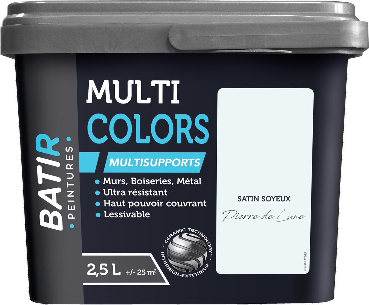 Peinture multi colors satin soyeux 2.5 l pierre de lune