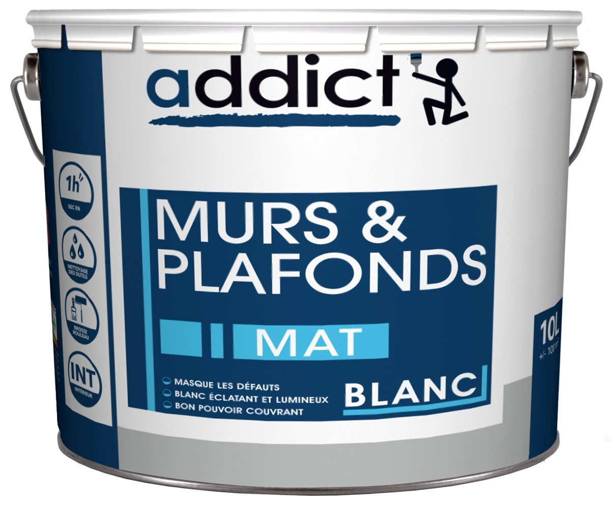 Peinture murs et plafonds 10L blanc mat ADDICT