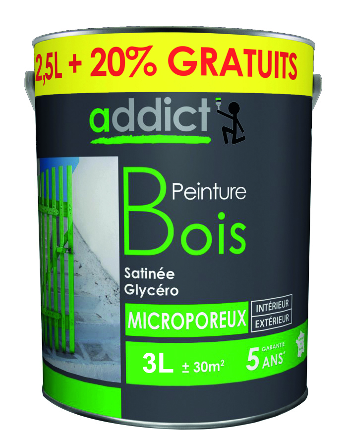 Peinture bois 2,5 l blanc+ 20% gratuits