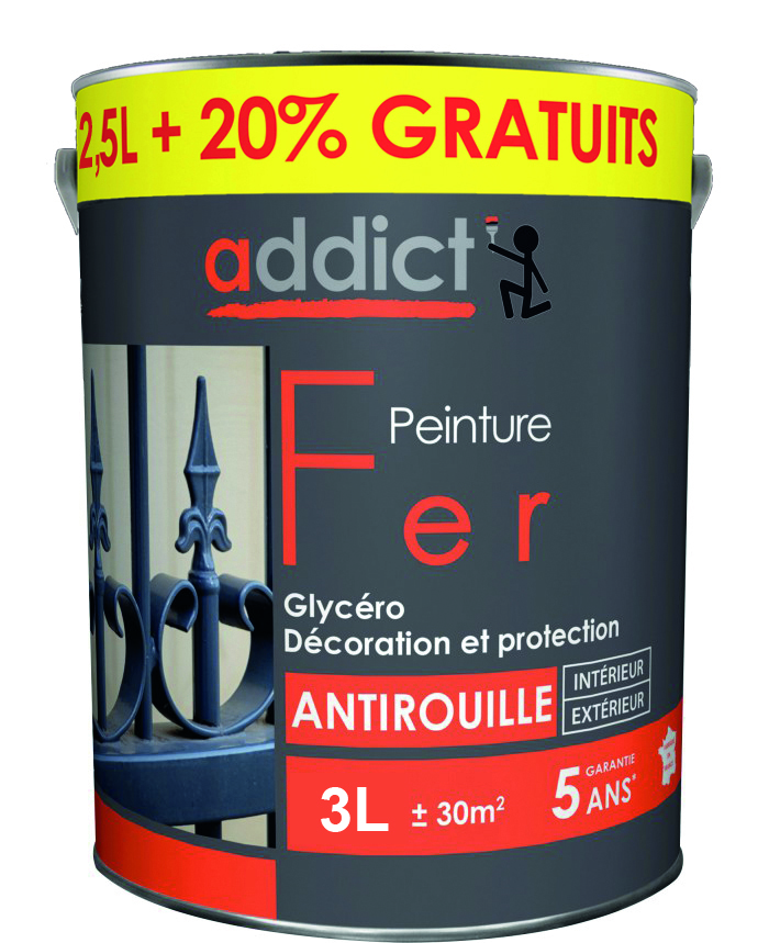 Peinture fer 2,5 l blanc+ 20% gratuits