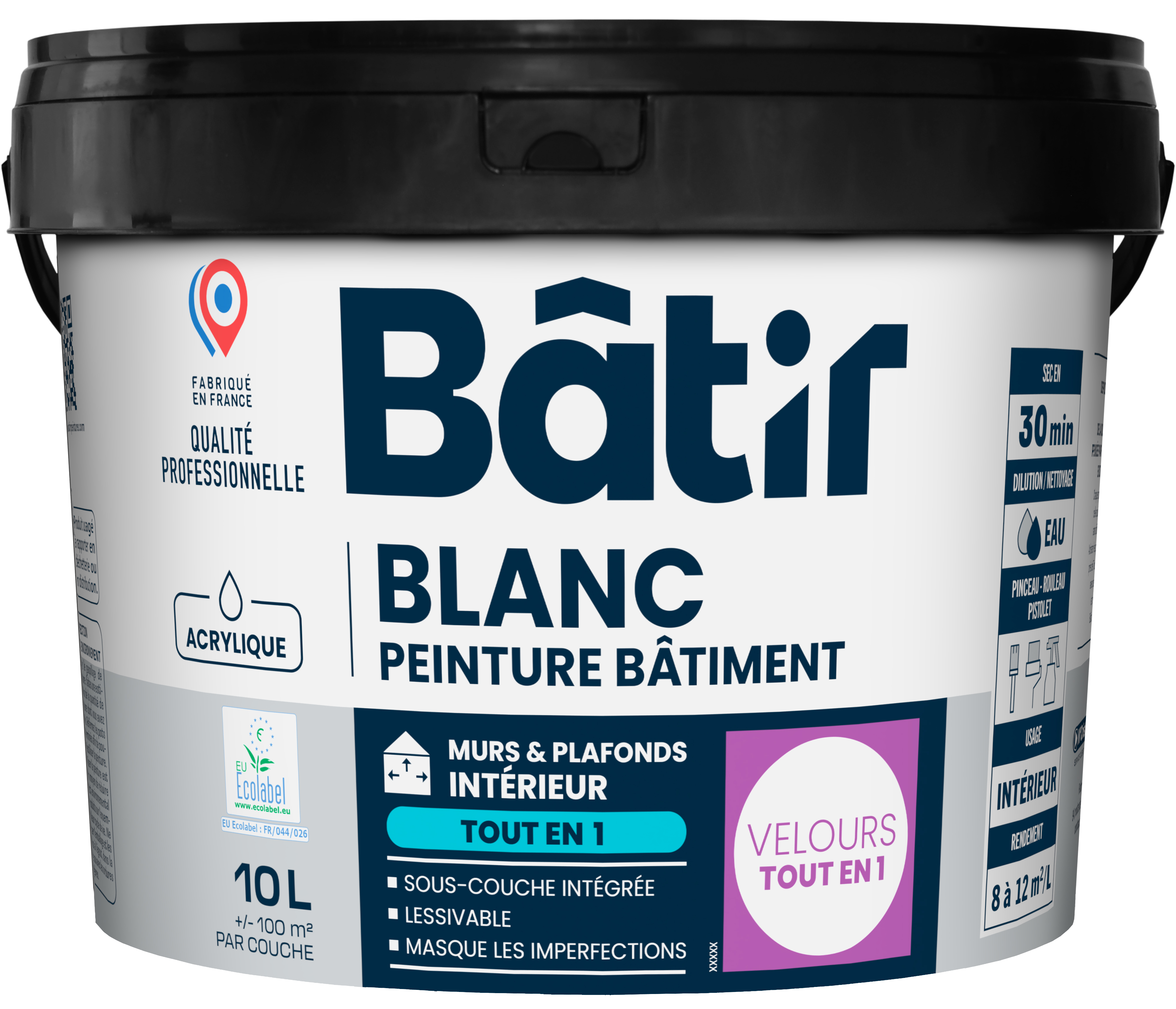 Peinture mur/plafond tout-en-1 10 l blanc velours