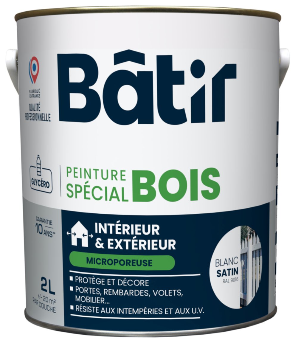 Peinture spéciale bois 2 l blanc satin