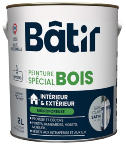 Peinture spéciale bois 2 l gris clair satin