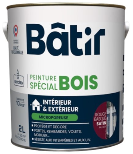 Peinture spéciale bois 2 l rouge basque satin